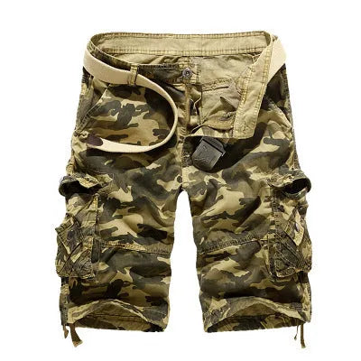 Men's loose camouflage cotton overalls in army green with multi-pocket design, size L to 6XL