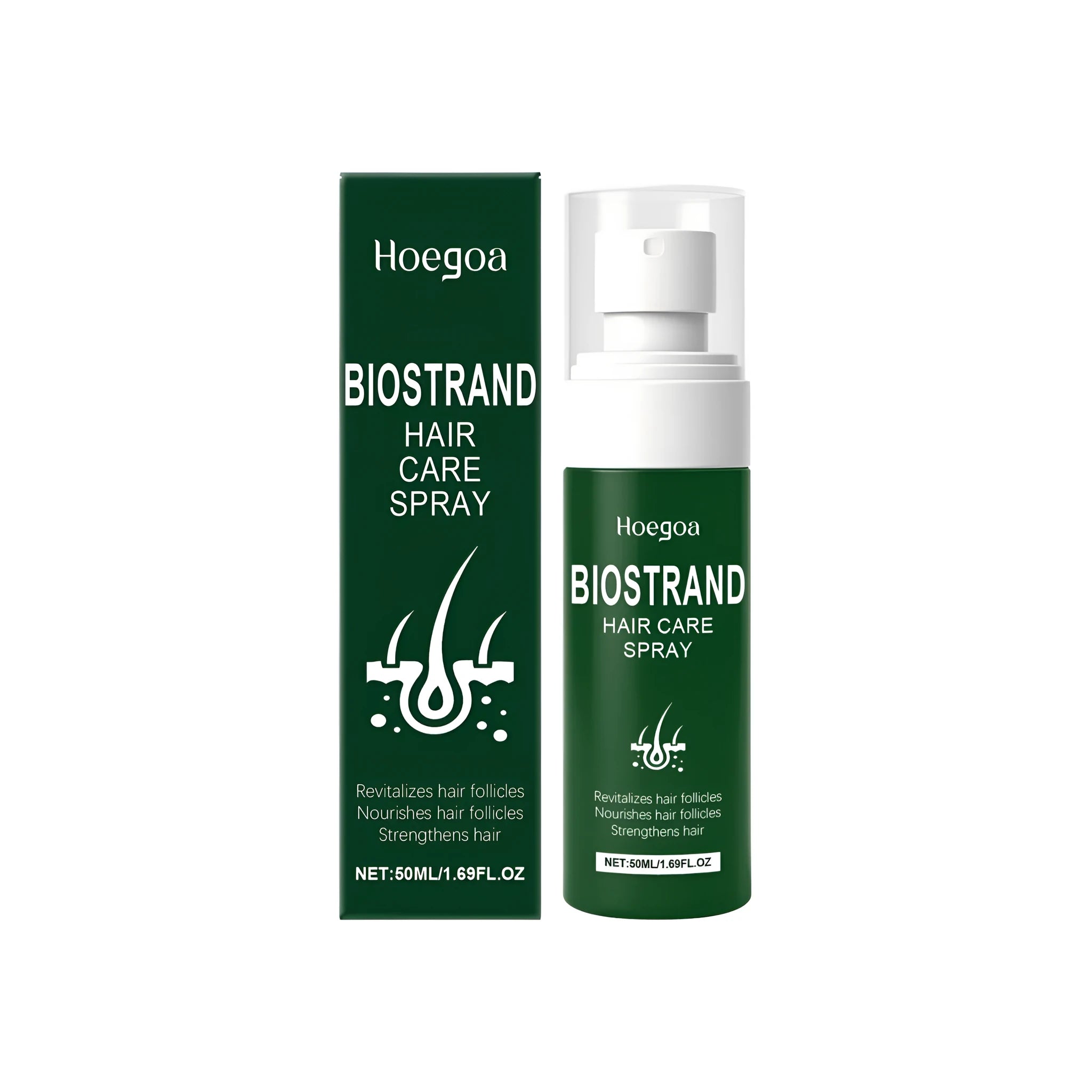 50ml hair care spray bottle with botanical ingredients including ginger and rosemary oils