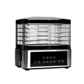 Silver stainless steel household food dehydrator with 14-litre capacity display