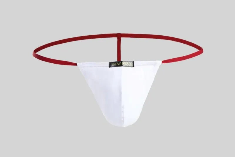 Ice Silk men's T-back half-sheath brief in solid colour, low waist, knitted nylon underwear