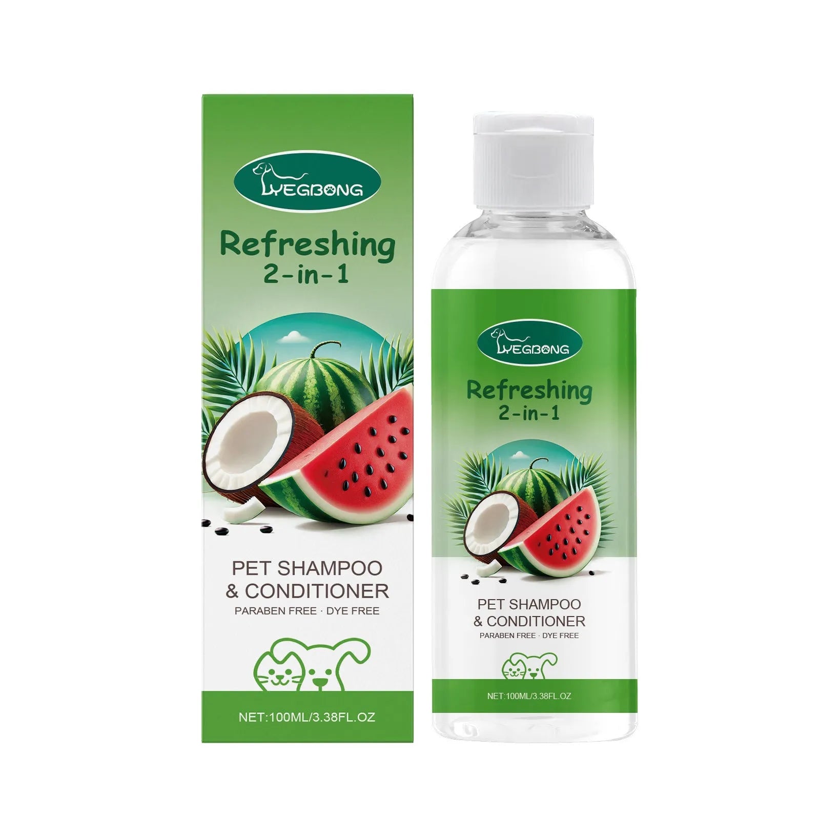 100ml pet 2-in-1 shampoo and conditioner gel bottle with watermelon and coconut extracts