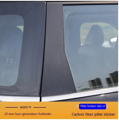 23 Mitsubishi Outlander car with protective film applied to door pillars in carbon fibre and bright black finishes