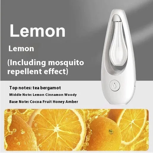 Blue and white ultrasonic plug-in air deodoriser and mosquito repellent diffuser unit.