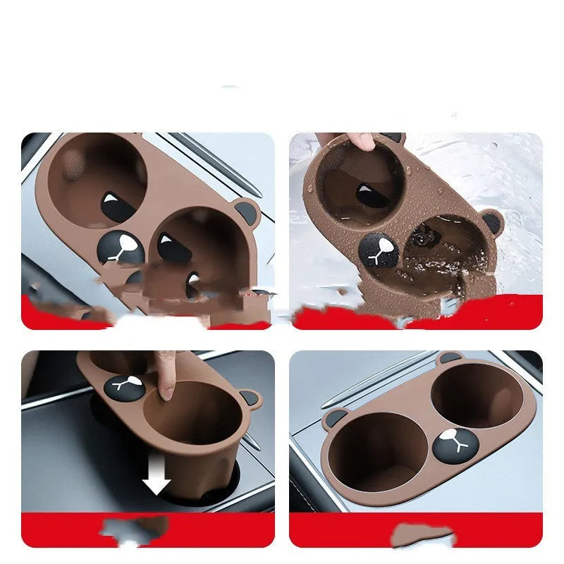 Silicone car cup holder anti-shaking insert in grey, tan and pink colours