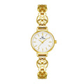 Women's retro French style alloy watch with 7mm slim case in golden white finish
