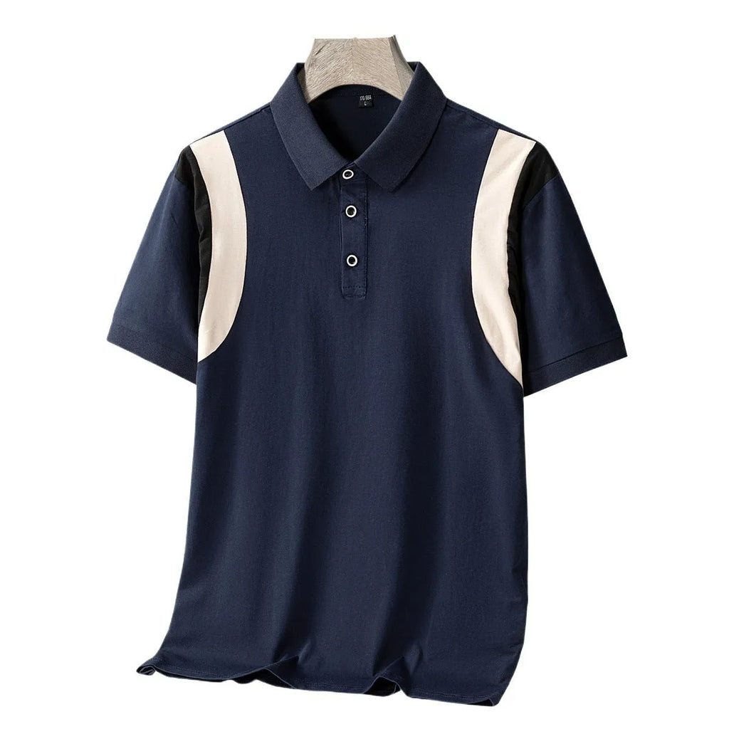 Men's striped cotton short-sleeved t-shirt in loose Korean-style fit