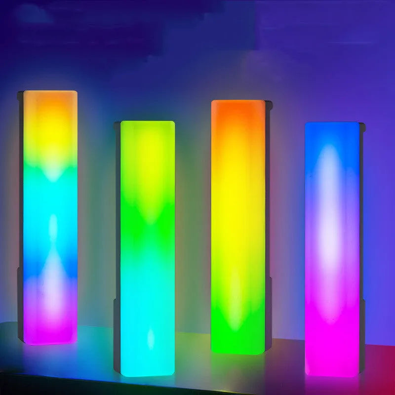 3D RGB music-activated ambiance lamp in black shell on tabletop