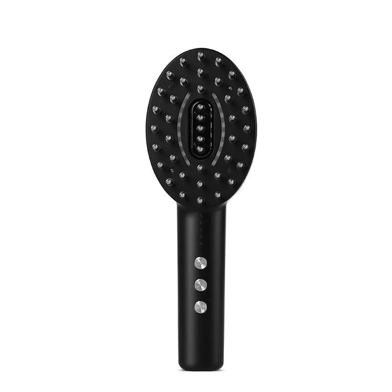 KD3802 black handheld scalp medicine applicator with vibration massage function on a white background.