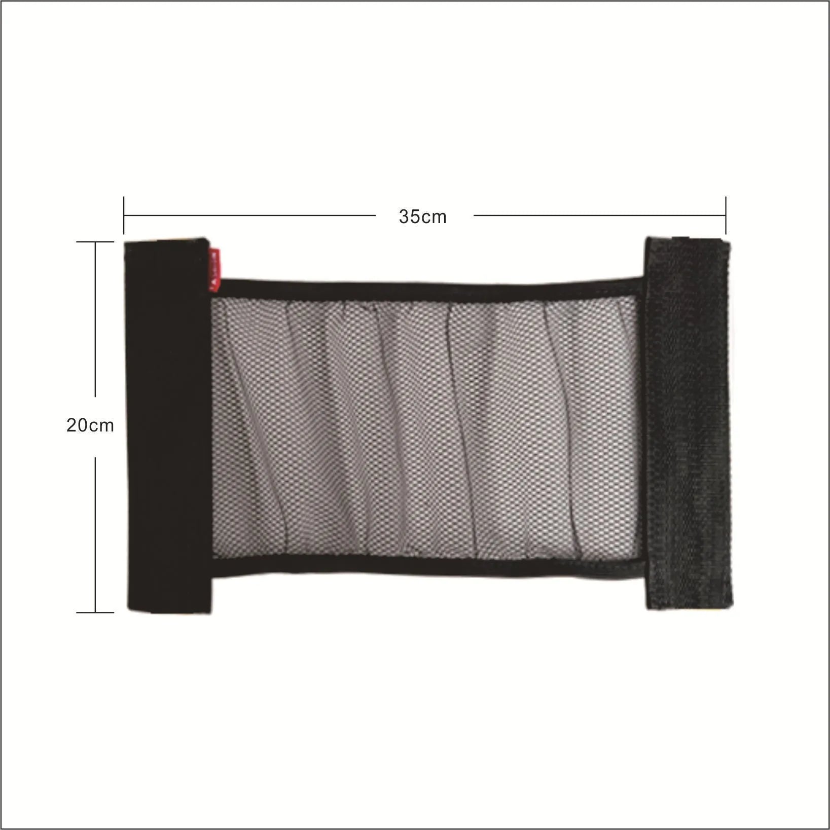Car trunk elastic storage net in two sizes for organising loose items in vehicle boot