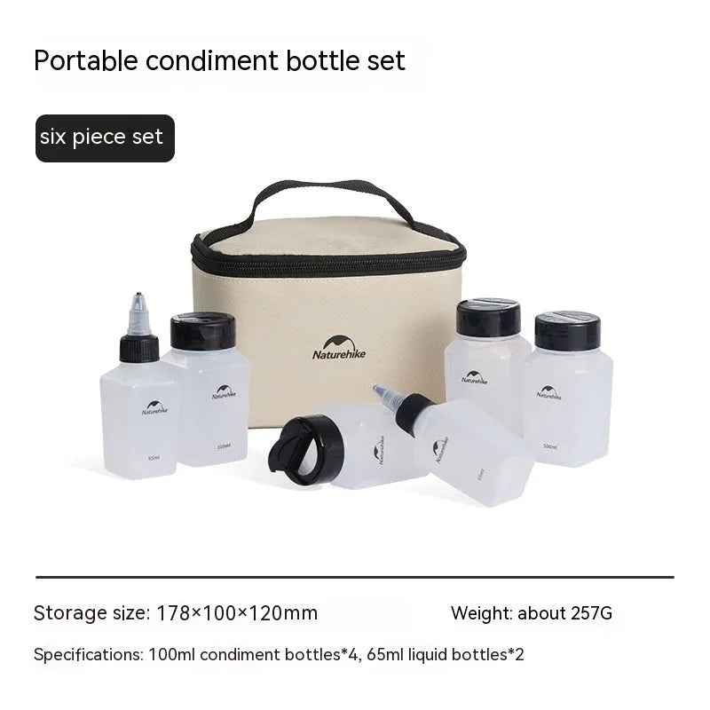 Six-piece portable seasoning bottle set in modern simplicity style made from PP material