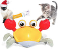 Blue or red electronic crab toy with automatic crawling movement for dogs and cats