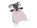 Brown velvet pet toy with fox and elephant designs containing sound paper for dogs and cats