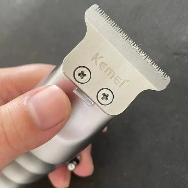 Barber scissors with LCD display, stainless steel construction and engraving on handles