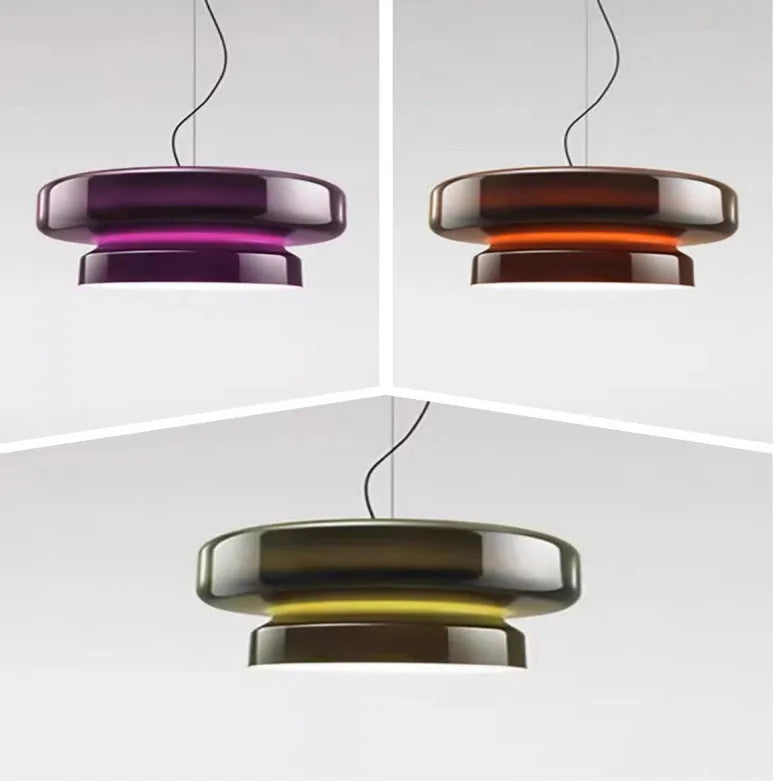 Modern glass ceiling chandelier with four colour options for restaurant and bedroom lighting