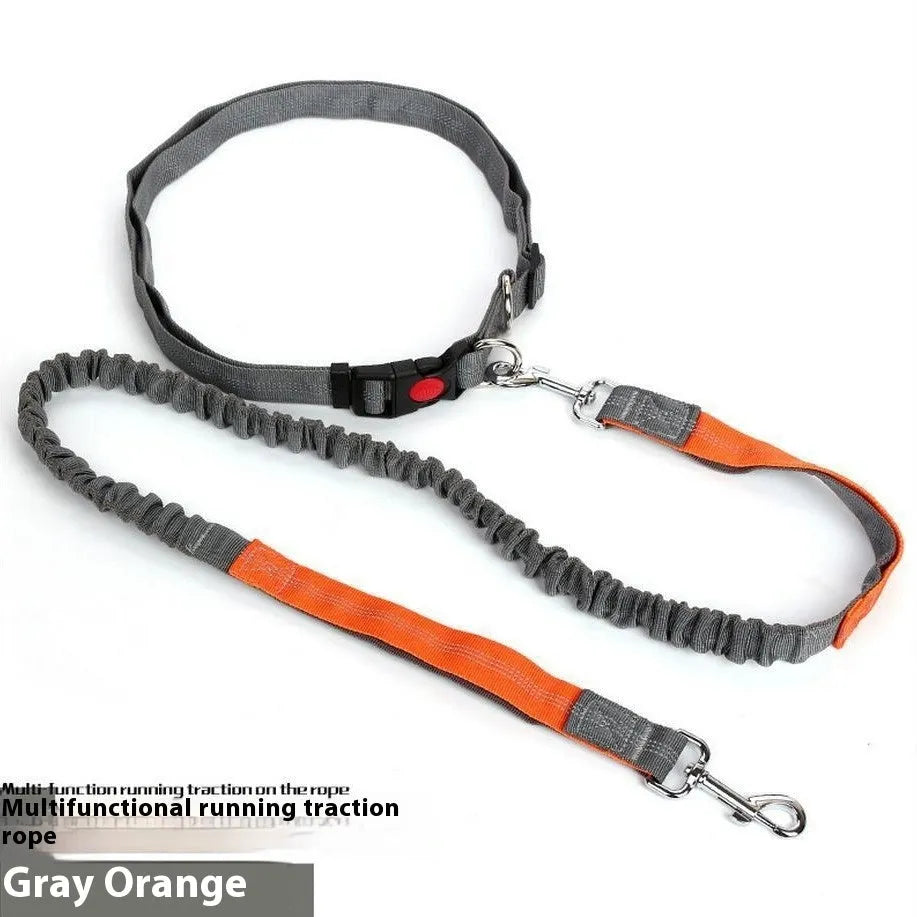 Two-tone reflective dog leash with elastic sling section for outdoor running