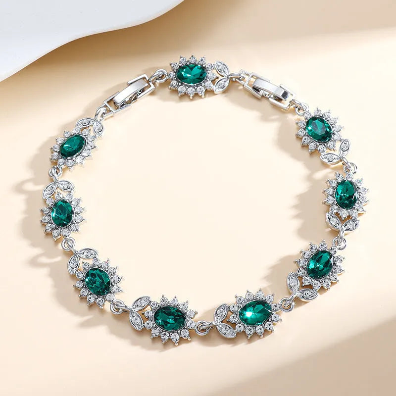 Women's simple zircon inlaid bracelet in environmentally friendly alloy with electroplating finish