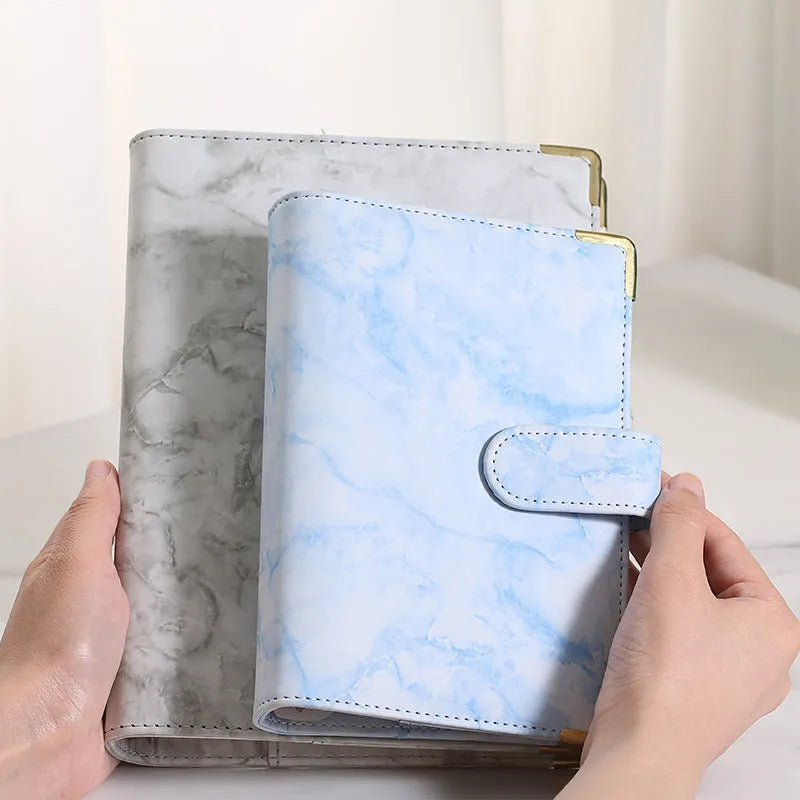 Removable notepad with marble pattern, PU cover, A5 size, 100 sheets of smooth 80G paper