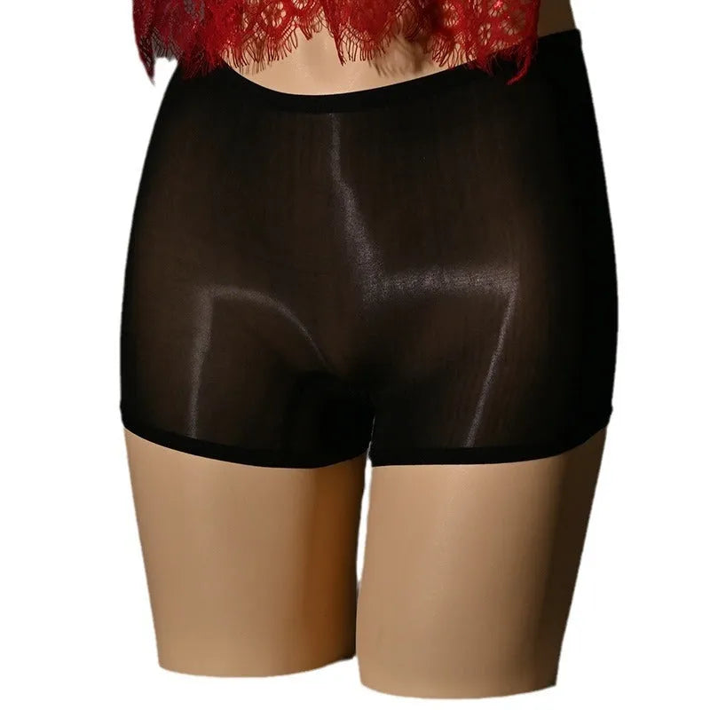 Men's seamless nylon underwear stockings in multiple colours including red, black, and fair skin tone.