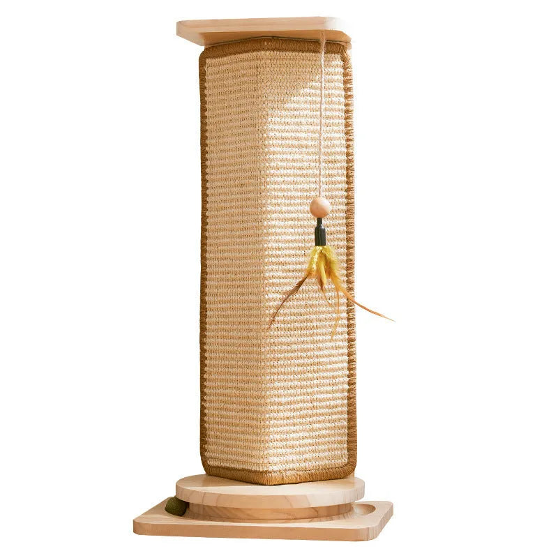 Corner sisal cat scratch board on solid wood base with simple style for indoor use