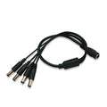 Black 12V DC 4-way power splitter cable with 5.5mm connectors for CCTV camera systems