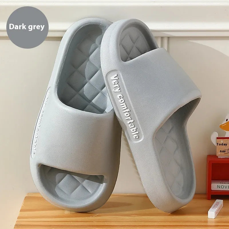 Summer rhombus pattern solid colour EVA non-slip indoor slippers for men and women in black white grey green pink