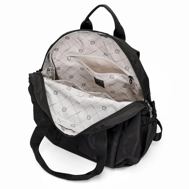 Large outdoor nylon backpack with sandwich pockets in black, khaki, or green letter rabbit colours