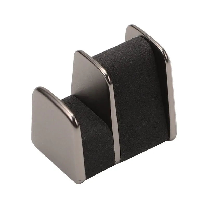 Zinc alloy and leather car dashboard sunglasses clip holder in green, black, grey, or red.
