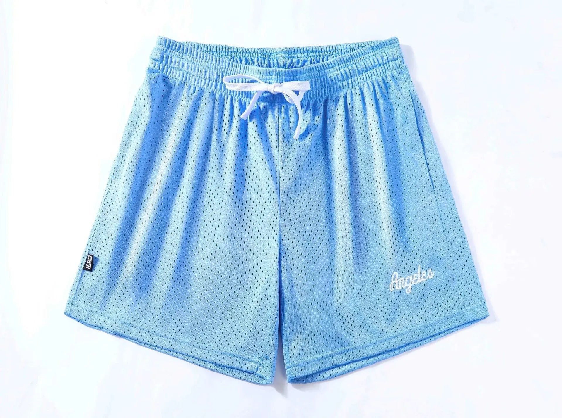 Men's black double layer mesh sports shorts made from polyester fabric for summer athletic wear.