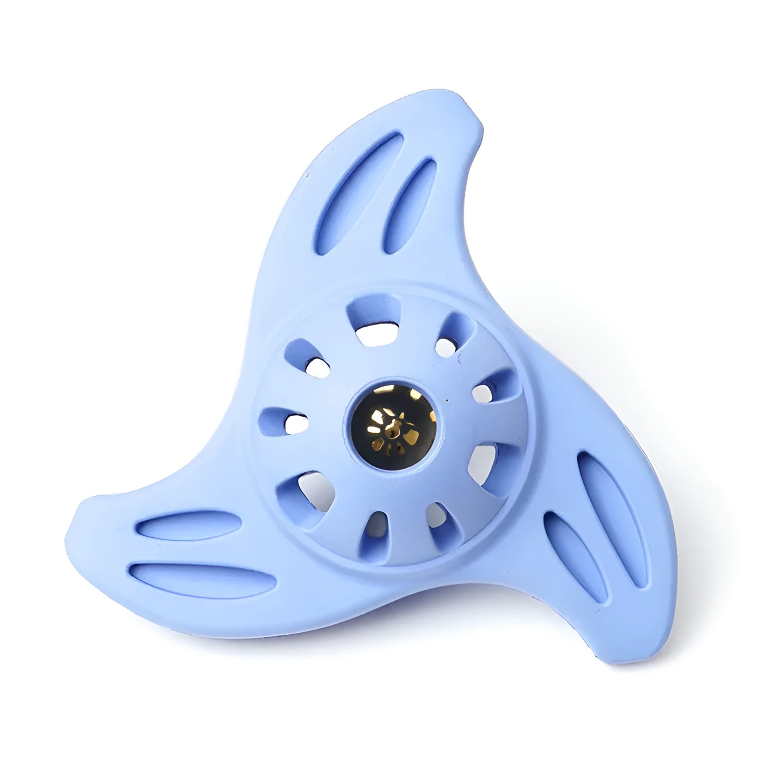 Blue and purple boomerang molar-shaped dog chew toy for medium and large breeds