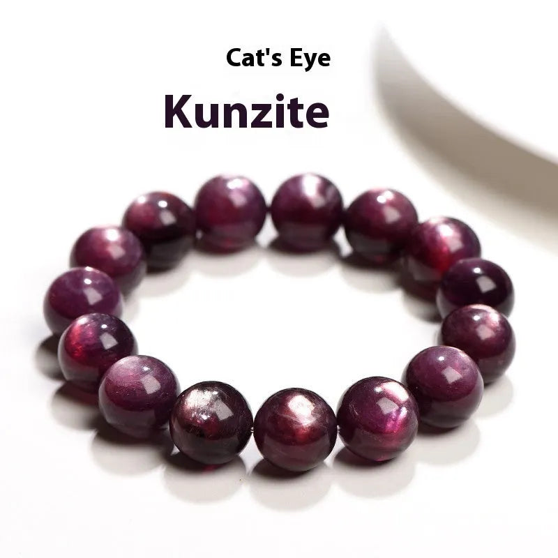 Natural purple lepidolite crystal bracelet with round polished beads in multiple size options