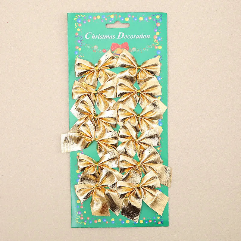5 cm polyester Christmas bow in red gold and silver colours for tree decorating