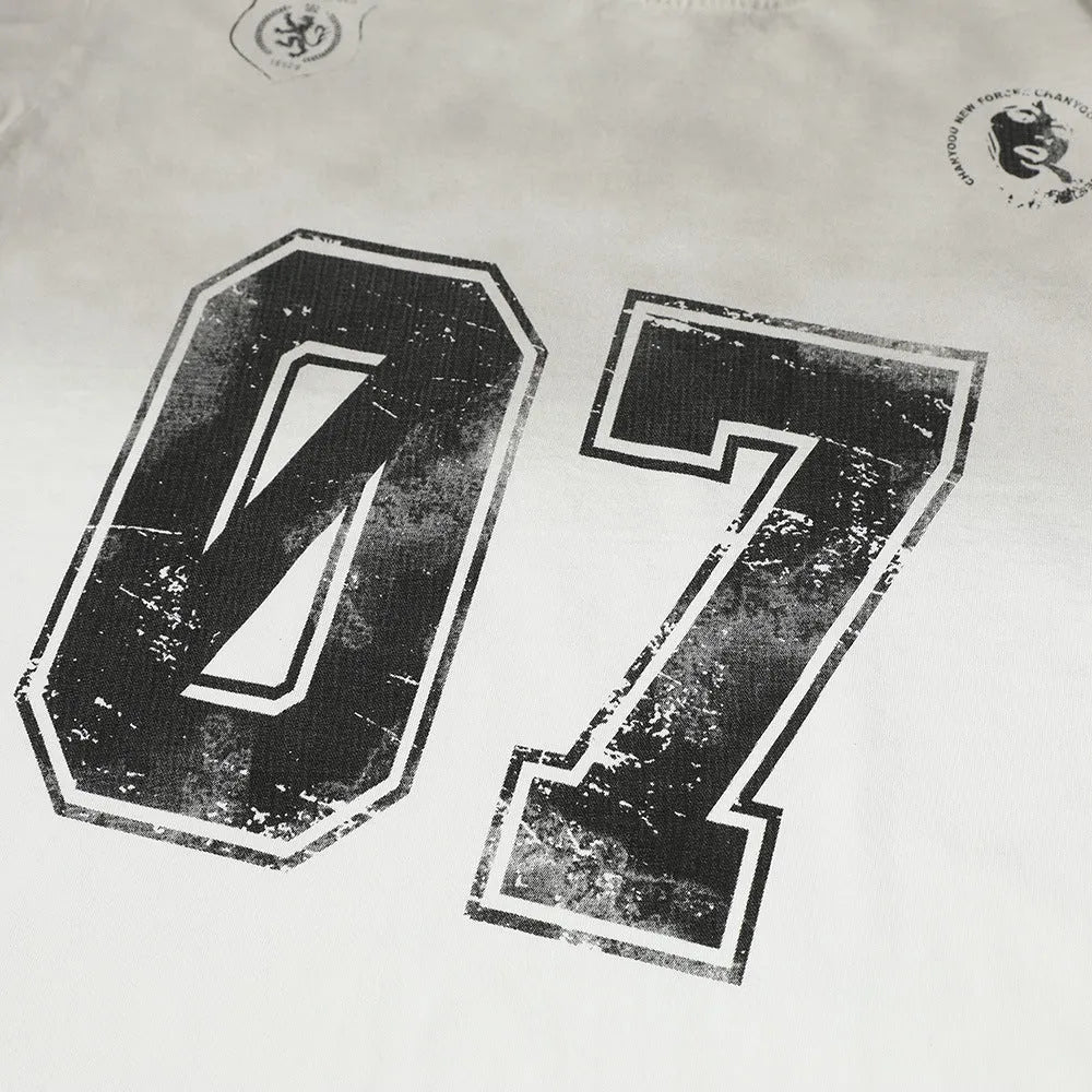 Men's black and white pure cotton short-sleeved t-shirt showing front view