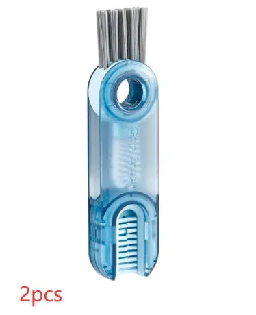 Transparent 3-in-1 multi-functional crevice cleaning brush with spiral head and bevel corner, 11.4 cm long