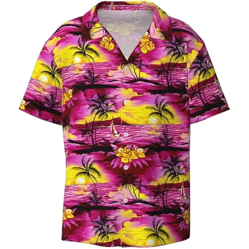 Men's slim fit camouflage pattern short sleeve shirt in a cardigan style.