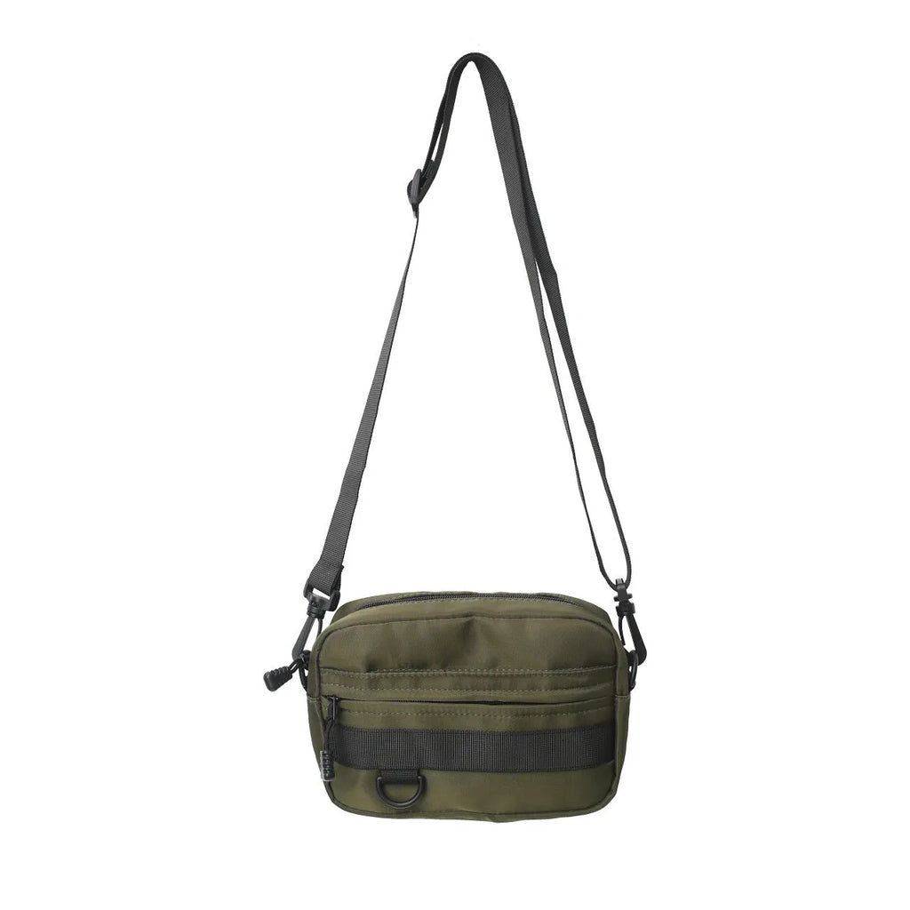 Men's street trend messenger bag in nylon available in black, blue, green or white