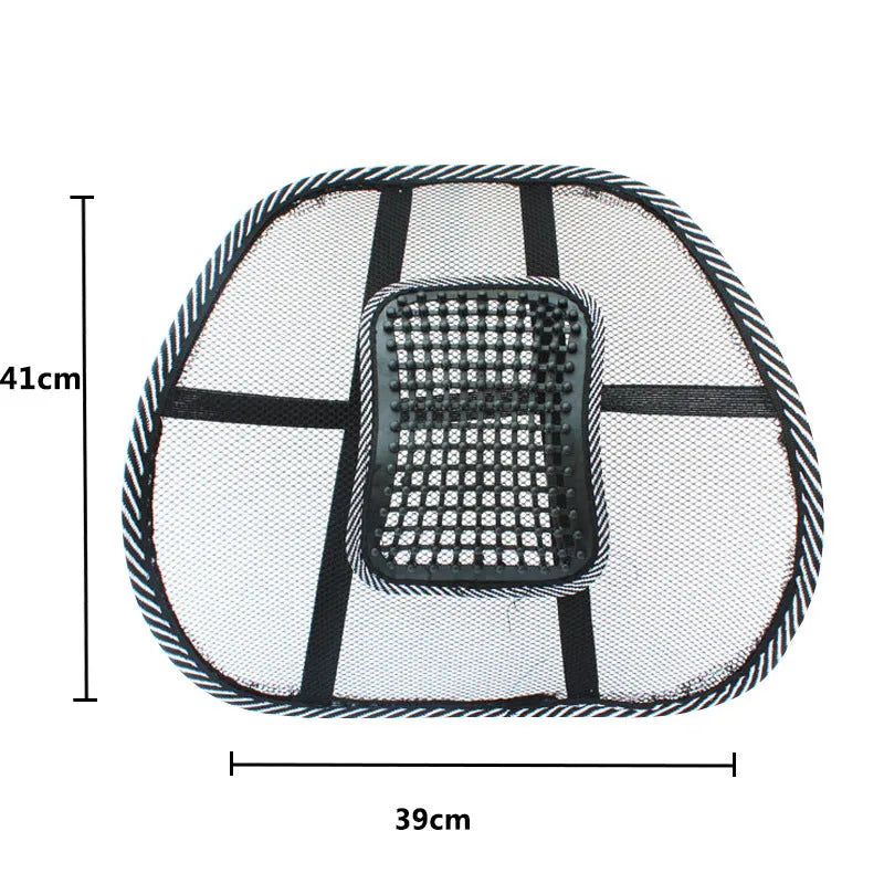 Black car lumbar support pillow with 687 Pi Ding waist design measuring 41x39 cm
