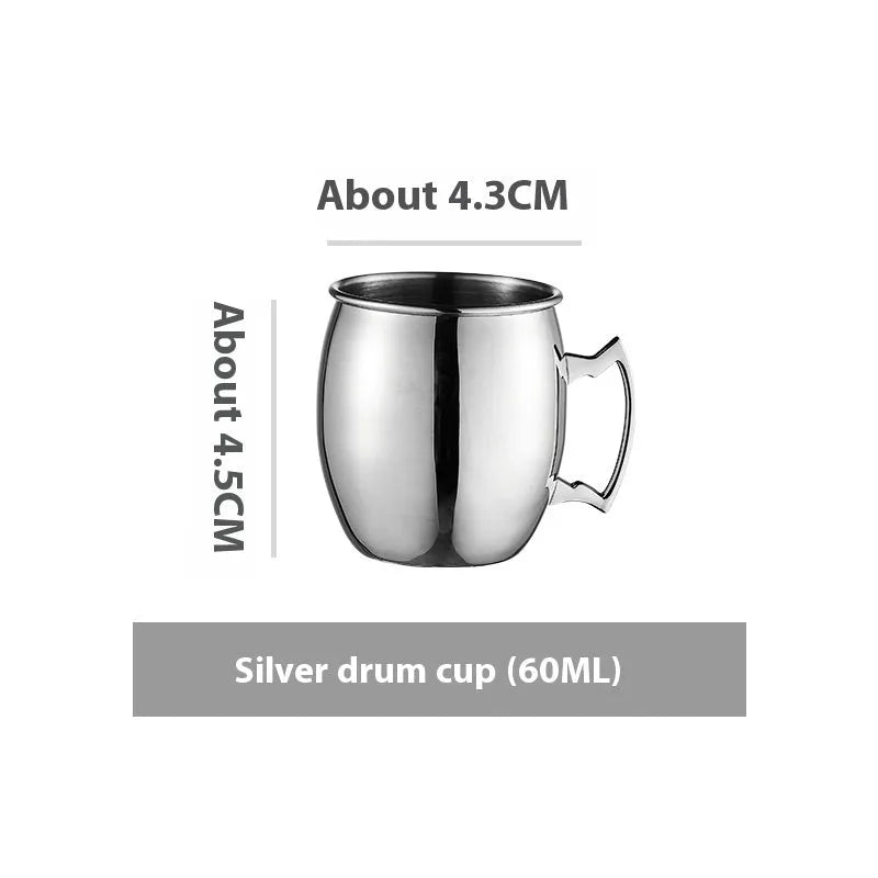 Stainless steel Moscow Mule cup with copper interior in silver, gold, rose gold or black colours