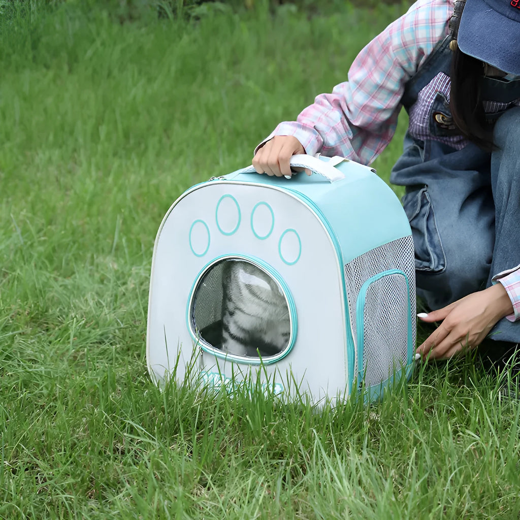Outdoor portable double shoulder pet transparent bag in solid colour for cats up to 7.50kg