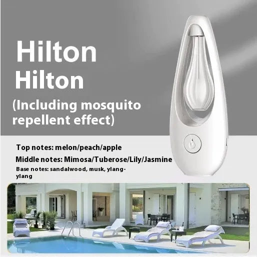 Blue and white ultrasonic plug-in air deodoriser and mosquito repellent diffuser unit.