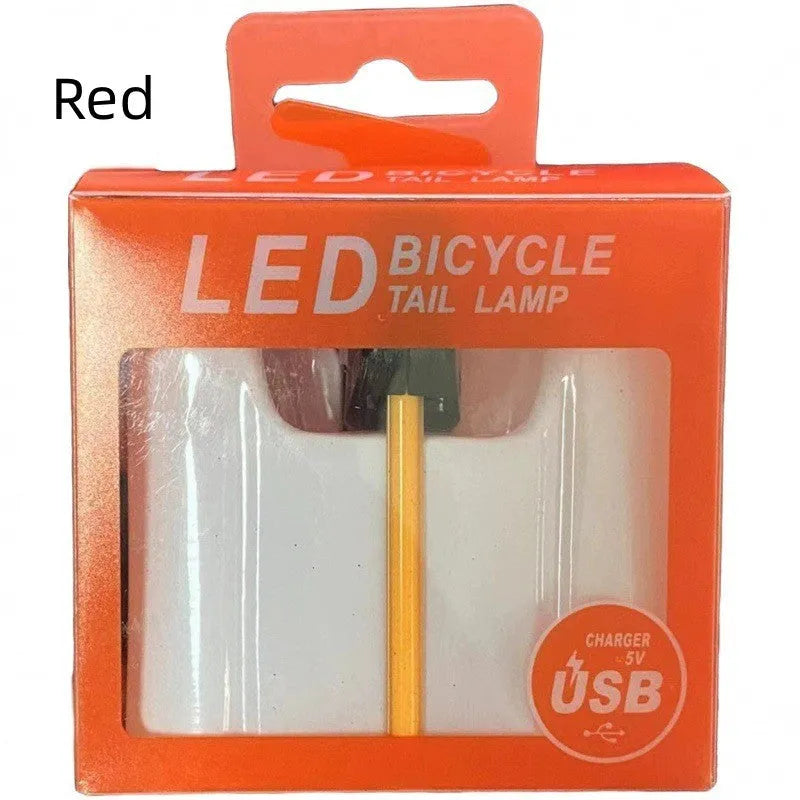 USB charging waterproof cycling taillight available in blue, pink, red, white and yellow colour options