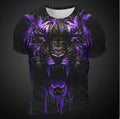 Men's grey t-shirt with a detailed 3D tiger face print on the chest.