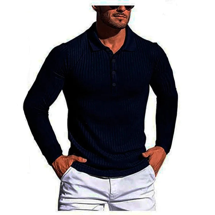 High elastic slim knit bottoming shirt in striped pattern with short sleeves and loose fit