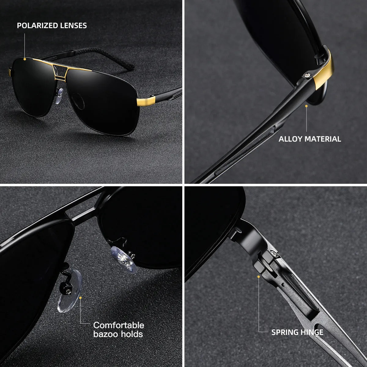 Men's orange red aviator sunglasses with metal frame and polarized HD TAC lenses.