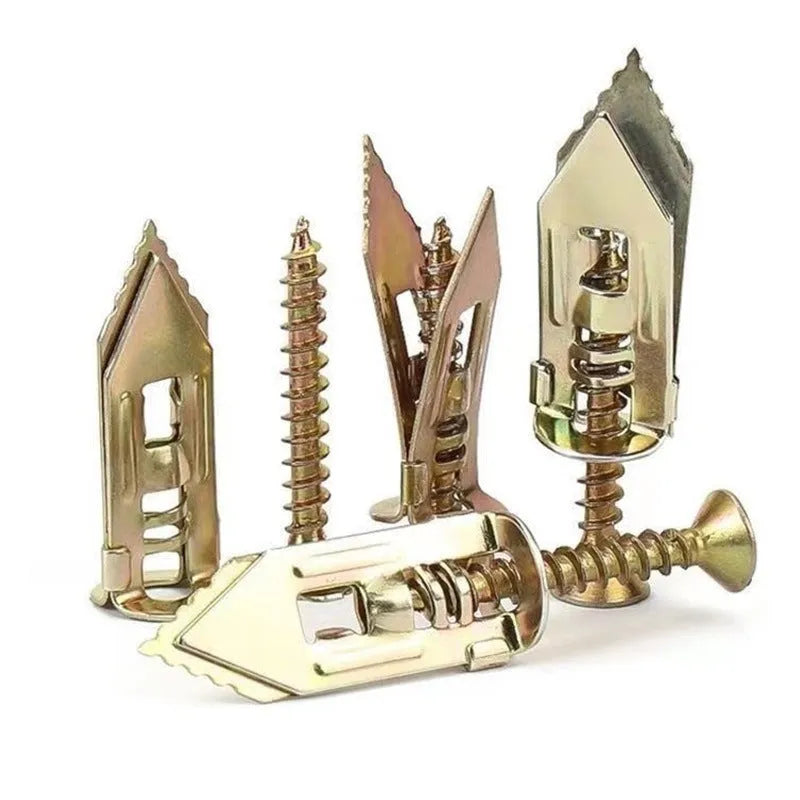 Pack of lengthened gecko expansion screws in 65 manganese steel with 12mm casing diameter and colour zinc finish