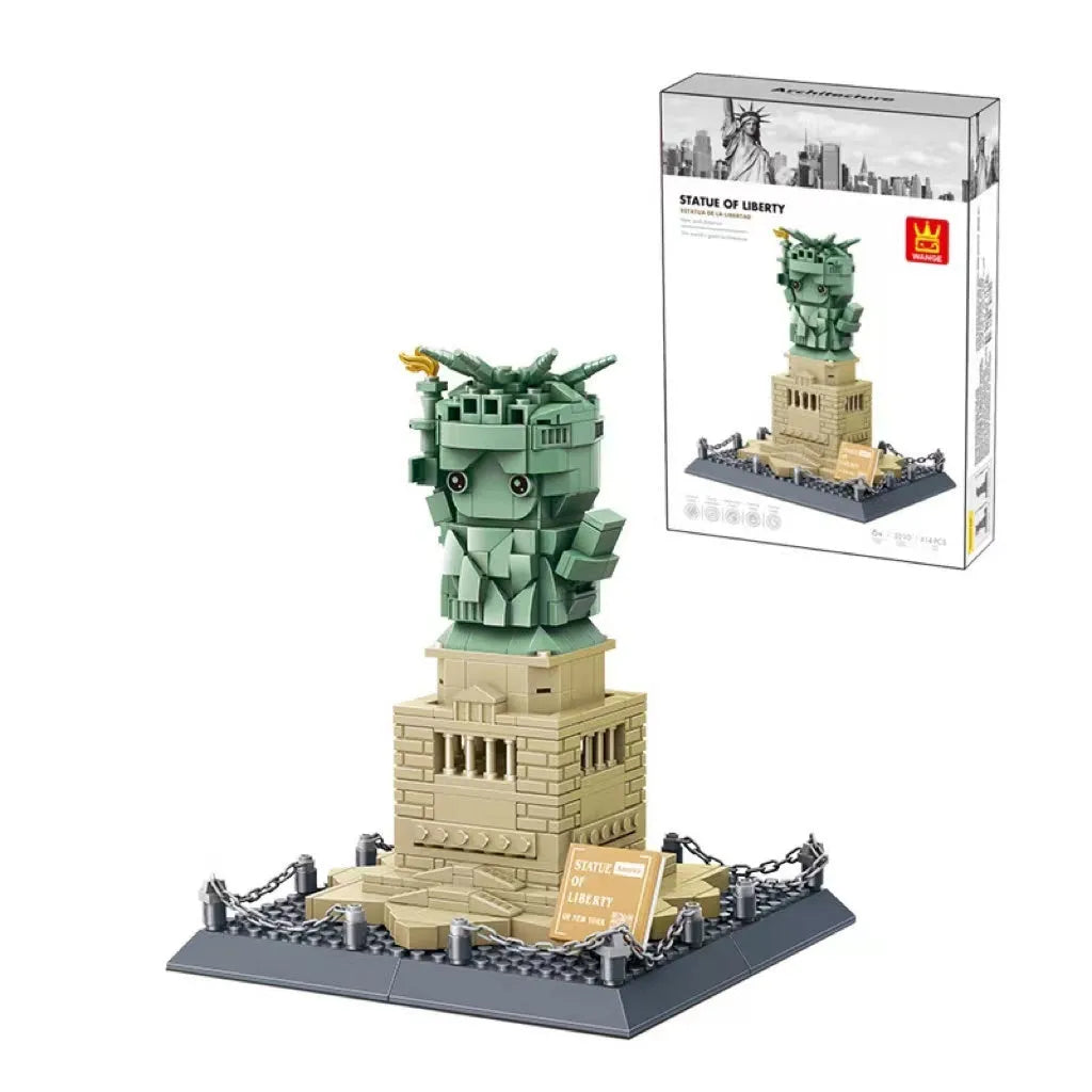 Wange building block street view set with landmark pieces including Eiffel Tower and Big Ben