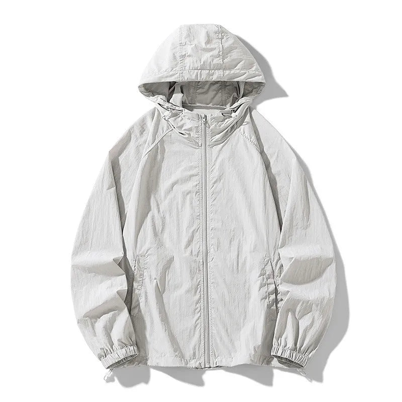 Loose-fit outdoor sports coat jacket in chemical fibre blend fabric available in multiple colours