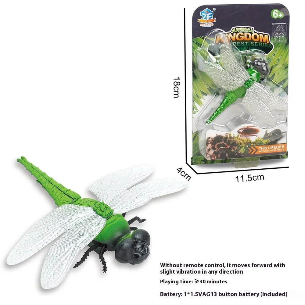Electric vibration pet toy in four animal designs: cockroach, tarantula, mouse, and dragonfly
