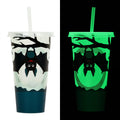 720ml Halloween luminous plastic straw cup with drinking straw in cylindrical design
