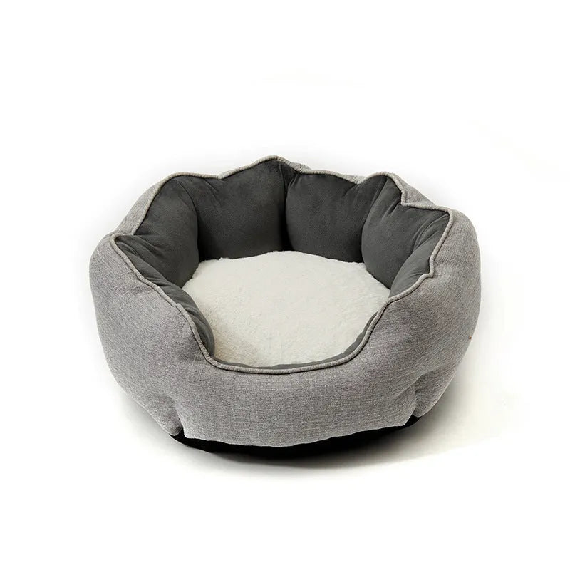 Blue octagonal pet bed with removable mats for small dogs and cats