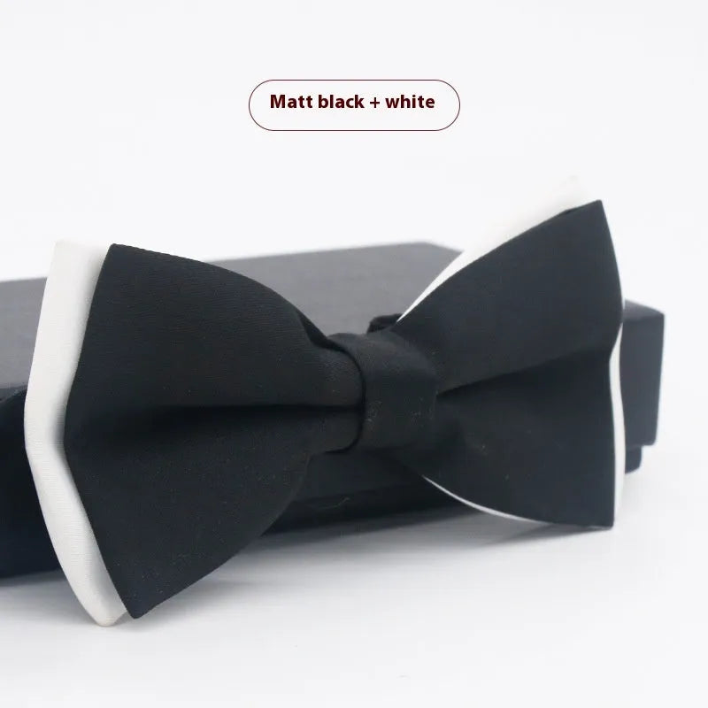 Solid colour polyester bow tie with flat head design measuring 12cm by 6cm